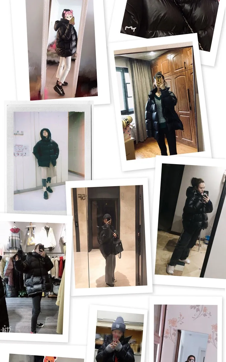White Duck down Oversized down Jacket~New Winter Style Warm Stand-Up Collar Puffy Jacket with Hidden Snap Buttons on the Placket
