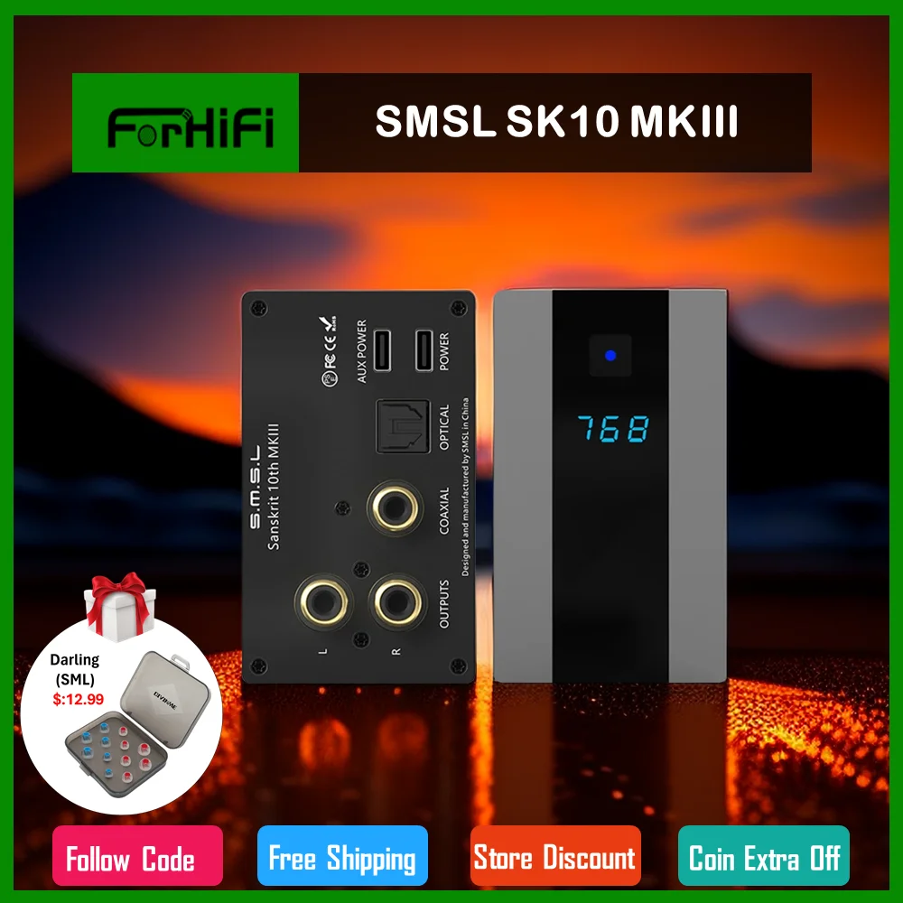 SMSL SK10 MKIII Decoder SK10 MK3 AK4493S DAC XU316 Support 768kHz/32Bit DSD512 with Remote Control