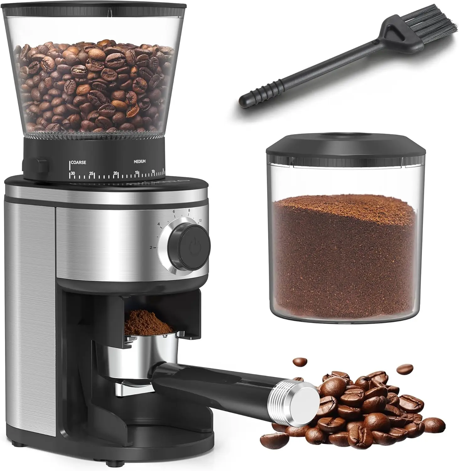 

Electric Conical Burr Coffee Grinder with 30 Settings for 2-12 Cups, Adjustable Home Use