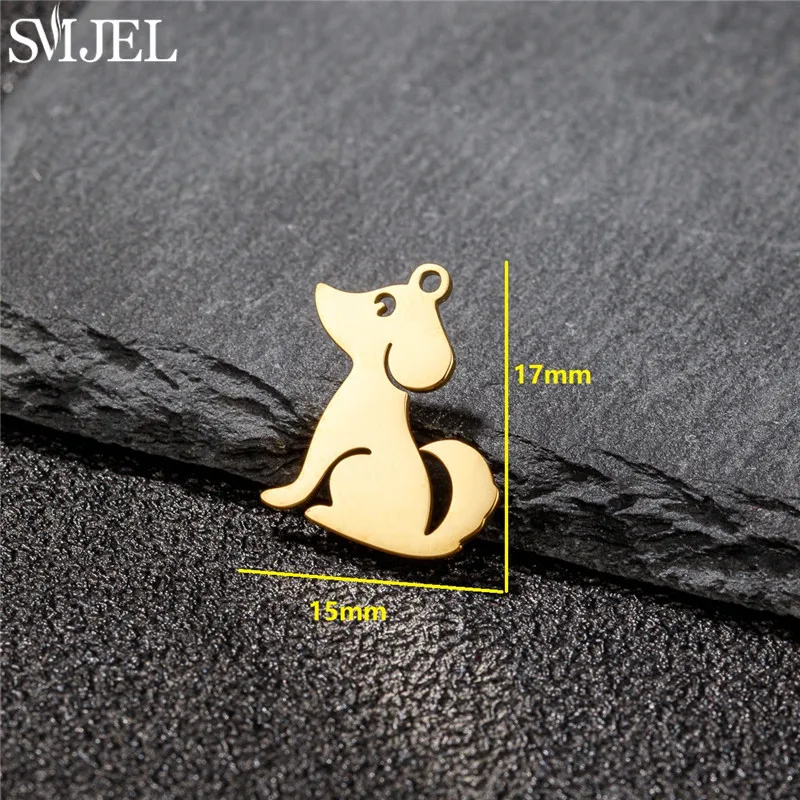 5pcs Stainless Steel Cute Dachshund Charms for Jewelry Making Fashion Bulldog Pet Dog with Heart Pendant Bracelet Necklace DIY