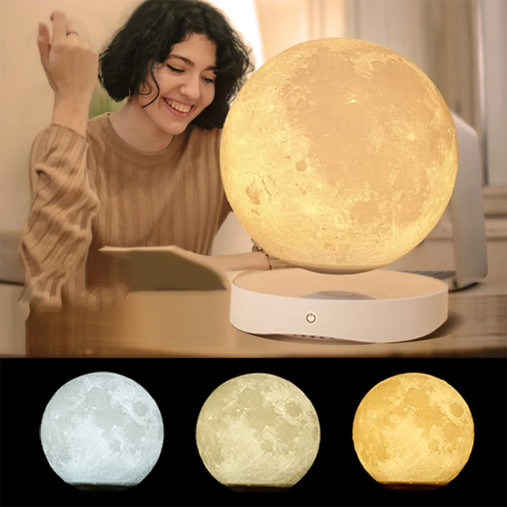 

Magnetic Levitation Moon Light 18cm Three Color Led Night Light, Bedside, Living Room, Study Room Intelligent Moon Light