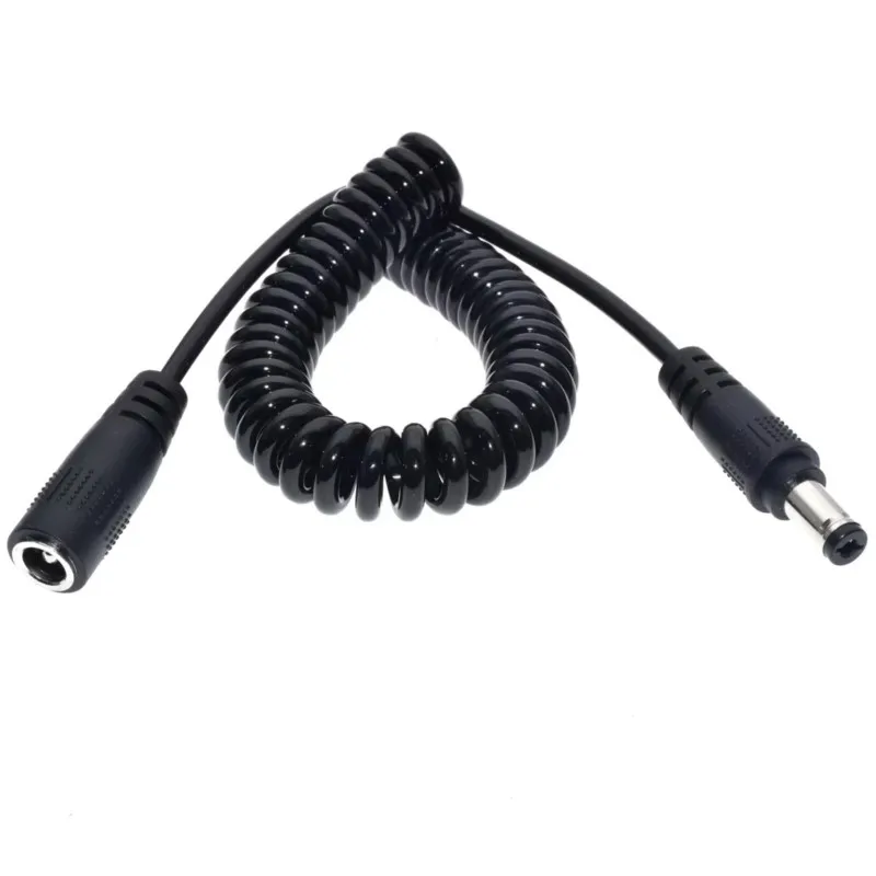 1.5m 12v DC 5.5*2.1/2.5mm Male To Male/female Bend Double Straight Head Monitoring Power Supply Connection Spring Cable A5