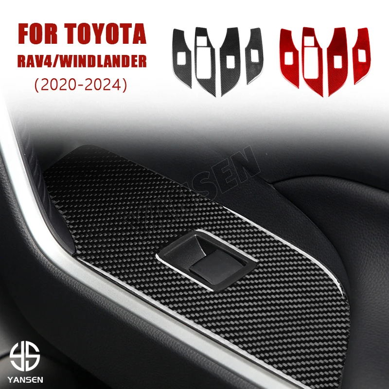 

Car Window Lifting Panel Cover Carbon Fiber Sticker For Toyota RAV4 XA50 2019 2020 2021 2022 2023 2024 2025 Accessories
