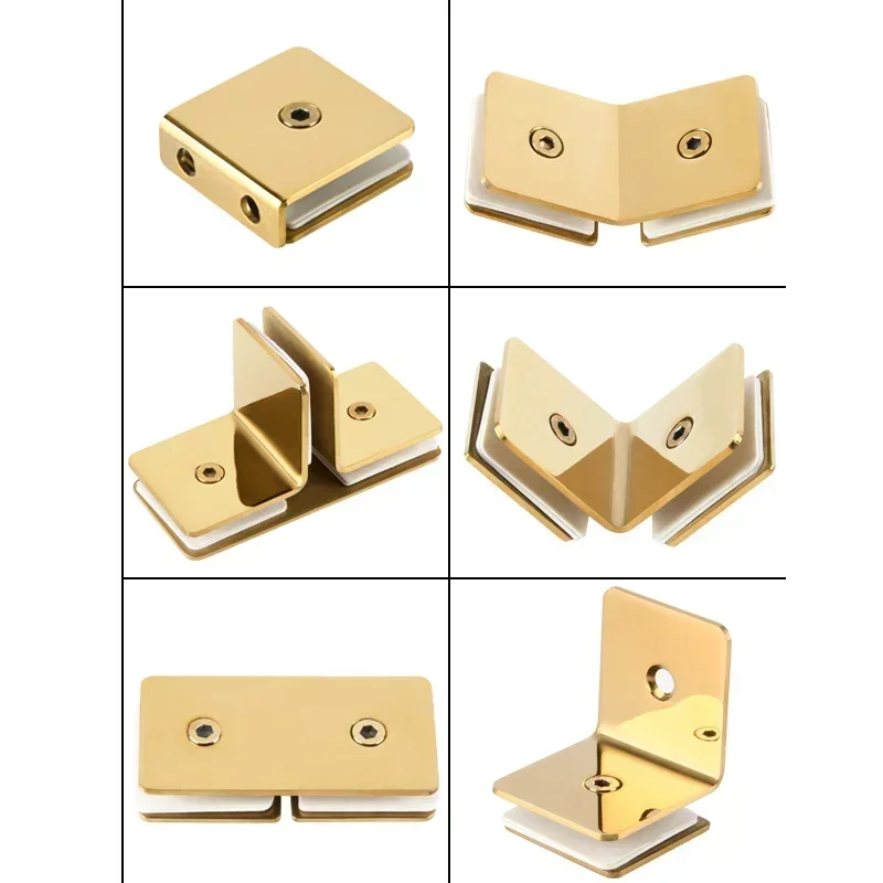304 Stainless Steel Glass Clip Gold Fixed Bathroom Glass Door Fixed Code Corner Partition Shower Room Link Clip