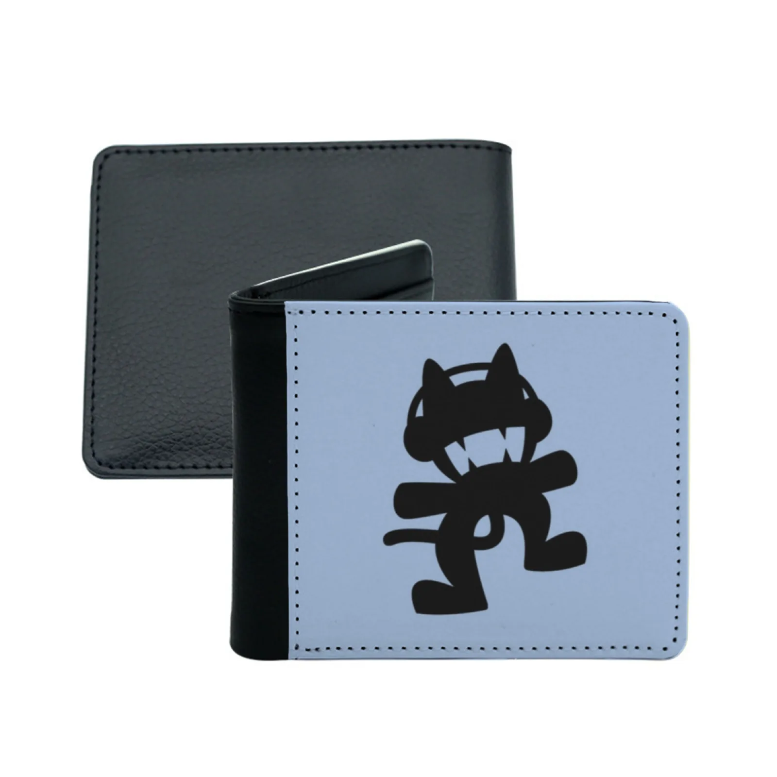 Monstercat شعار كلاسيكي تي شيرت الرجال النساء محفظة من جلد البولي يوريثان محفظة حامل بطاقة الائتمان محفظة قصيرة شعار Monstercat شخصية