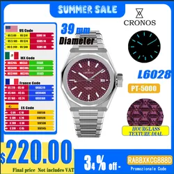 Cronos Luxury Men Watches 39mm Automatic PT5000 / Miyota9015 Wristwatches Sapphire 10ATM See-through Back