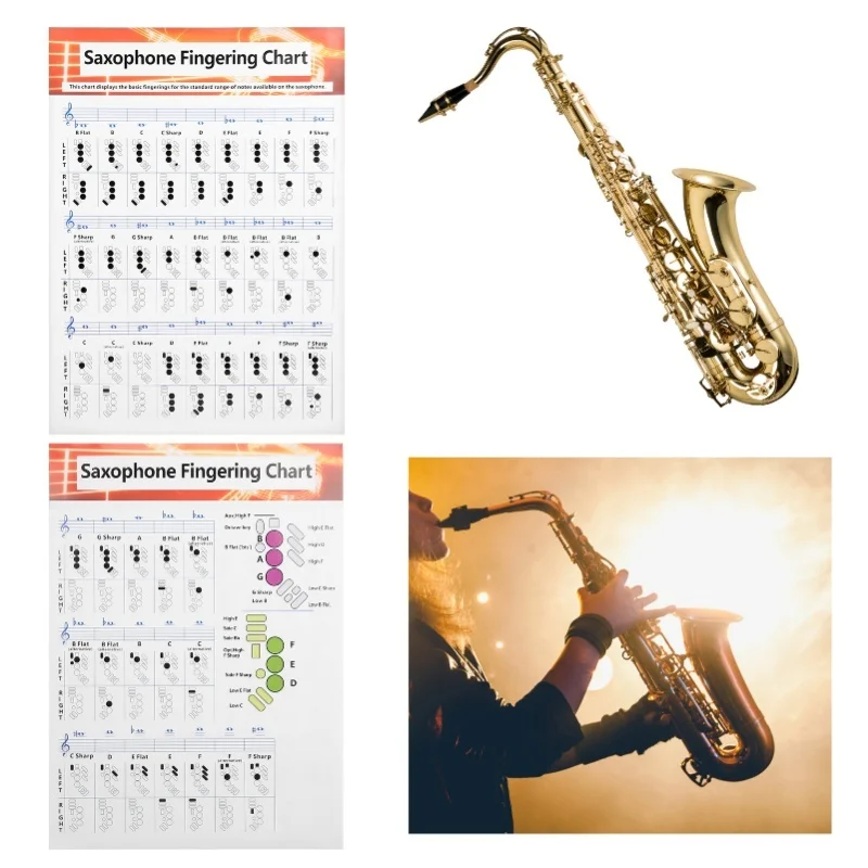 Saxophone Fingering Chart Basics Guide Exercise Comparison Table Portable Coated Paper