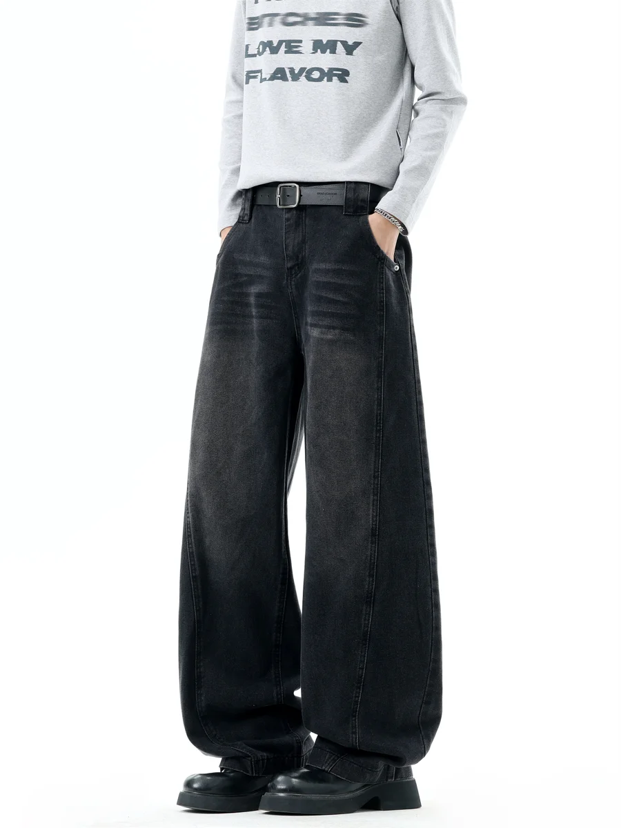 

American Retro Waed Loose Fit Straight Leg Jeans Men Spring Autumn Cleanfit Slimming Knife Pants mid Waist Zipper