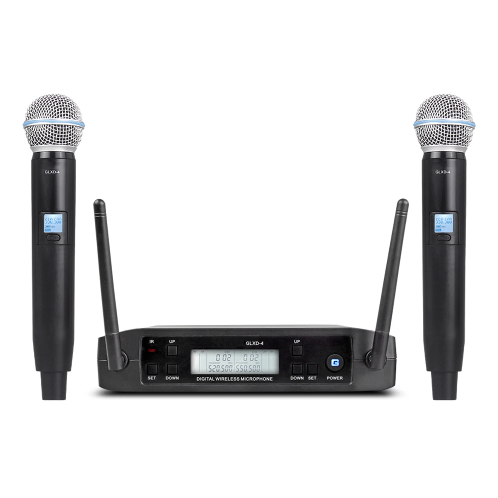 

GLXD4 Wireless Microphone 2 Channels UHF Professional Handheld Mic for Stage Party Karaoke Church Meeting US Plug