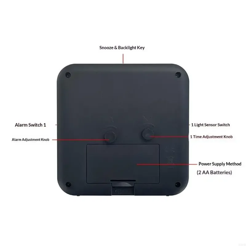 H8WB Multifunctional Quiet Alarm Clock Night Light Square For Bedsides Students