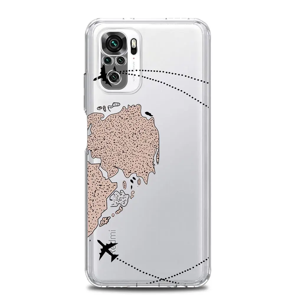 Fashion Planes World Map Travel Phone Case For Xiaomi Redmi Note 12 5G 9S 9 8 10 11 Pro Plus 4G 9T 8T 10C 9C 9A 7 Clear Cover