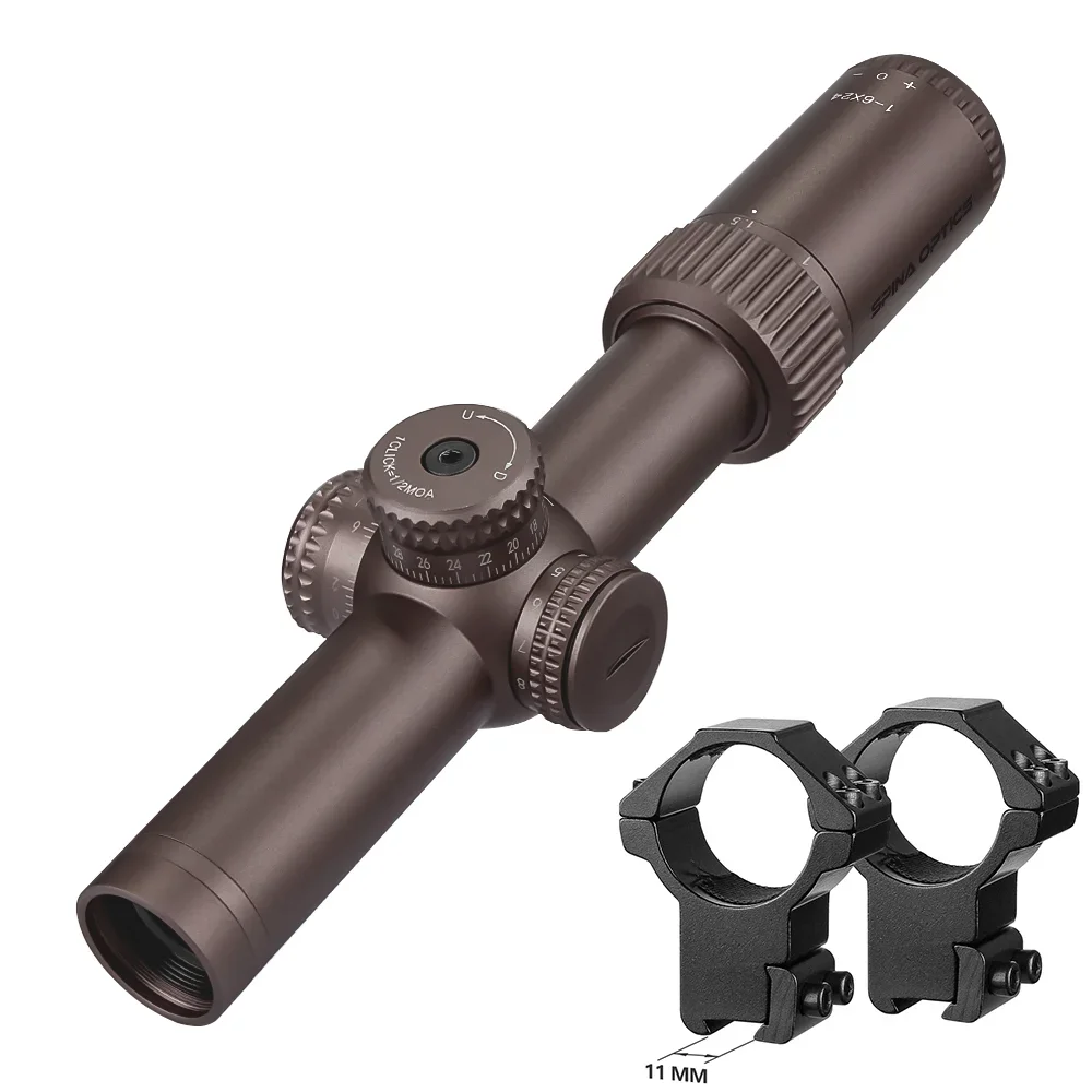 SPINA OPTICS Taktisches LPVO 1-6x24 Short Dot Visier, Schnellzielvisier für die Jagd, Kompatibel mit AR15, PCP und Karabiner 4