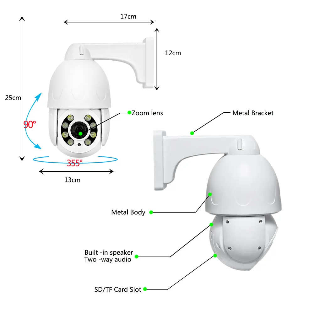 4K 8MP Wireless 4G SIM Card Security IP Camera Wifi PTZ Dome 30X Zoom 5MP POE Two Way Audio Human Tracking IR Color Night Vision