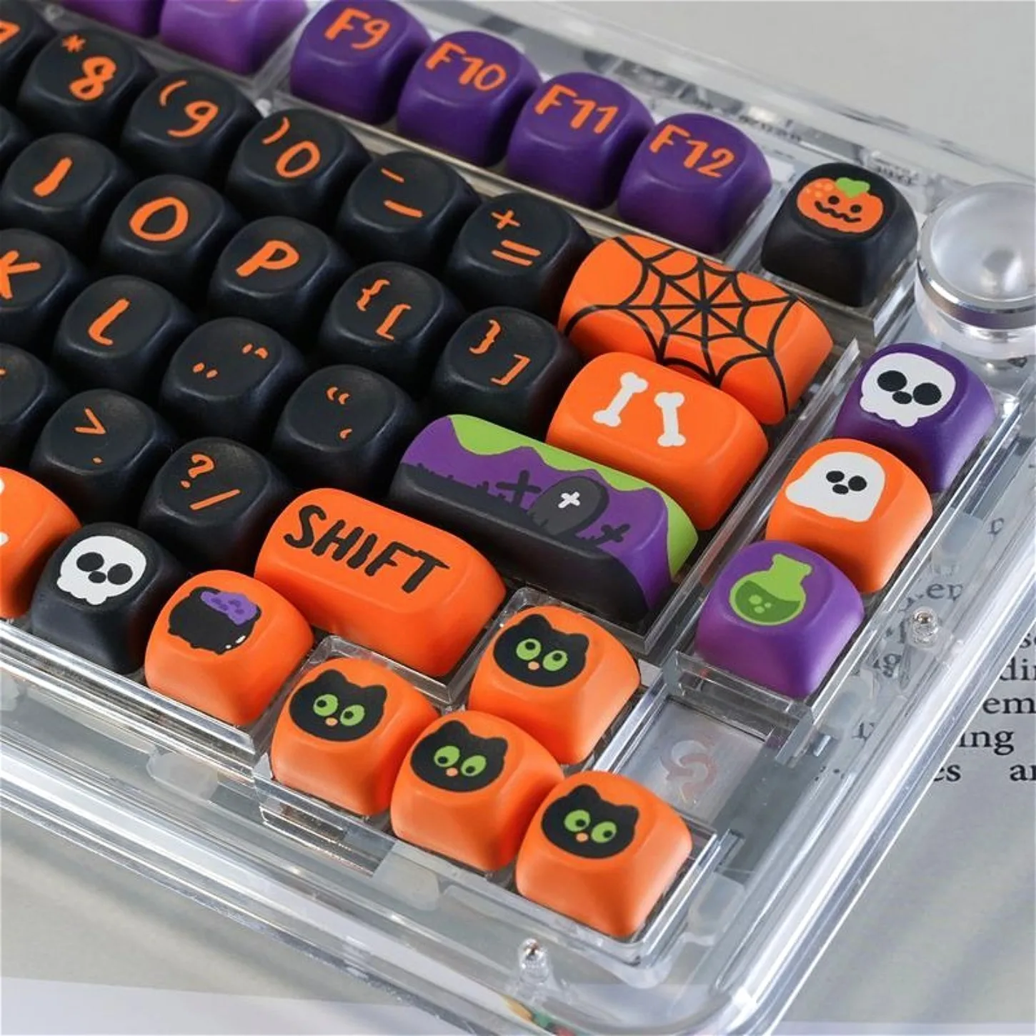 

MOA Halloween Atmosphere Keychain Kit PBT 130 Keys for 60/64/84/98/108 Personalized Mechanical Keyboard