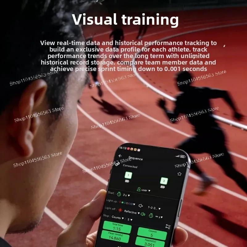 Wireless infrared photoelectric sprint timer foldback running agility training 0.001S accuracy supports data export