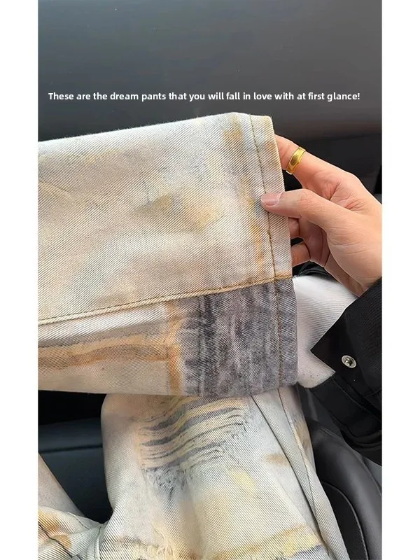 High Street 3D Printed Men's Jeans Premium Feel Cool Street Sle CleanFit Bent Knife Straight Leg Long Pants