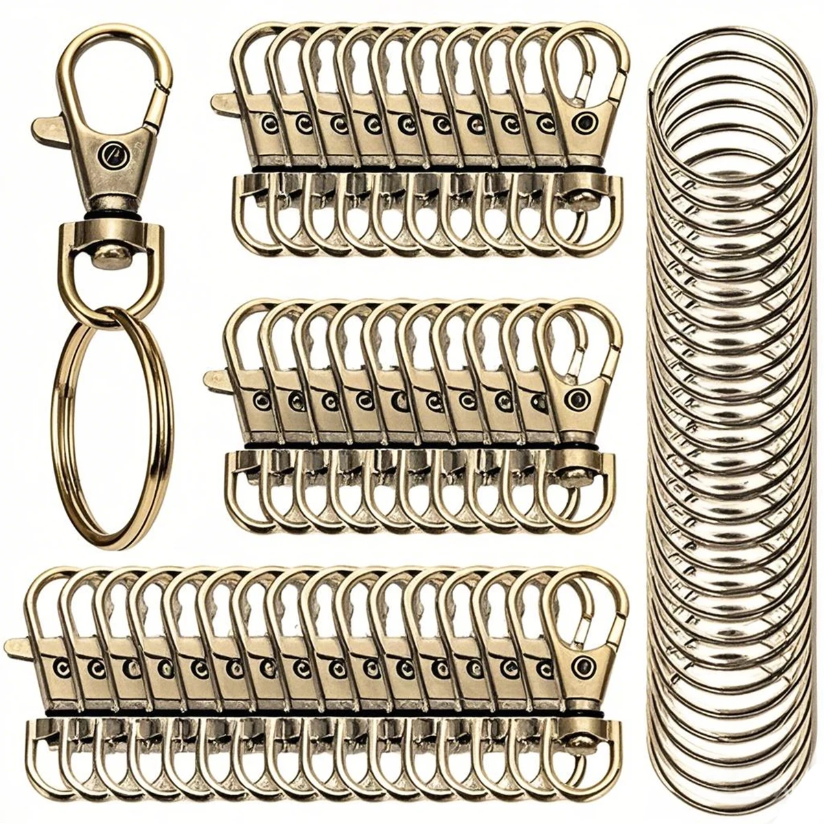 20/40/60 PCS Keychain Hook with Key Ring for DIY Crafts