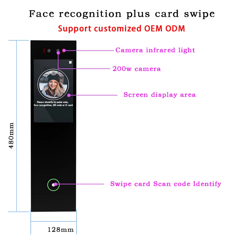 Dispositivo de control de acceso con reconocimiento facial de ascensor Reconocimiento de venas de palma Código QR Control de acceso de ascensor para dispositivos de entrada segura
