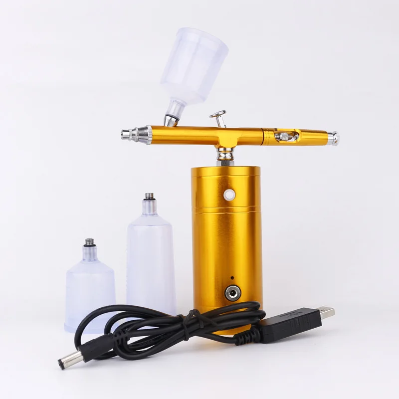 Mini Air Compressor Kit Air-Brush Paint Spray Gun Airbrush For Nail Art Tattoo Craft Cake Nano Fog Mist Sprayer