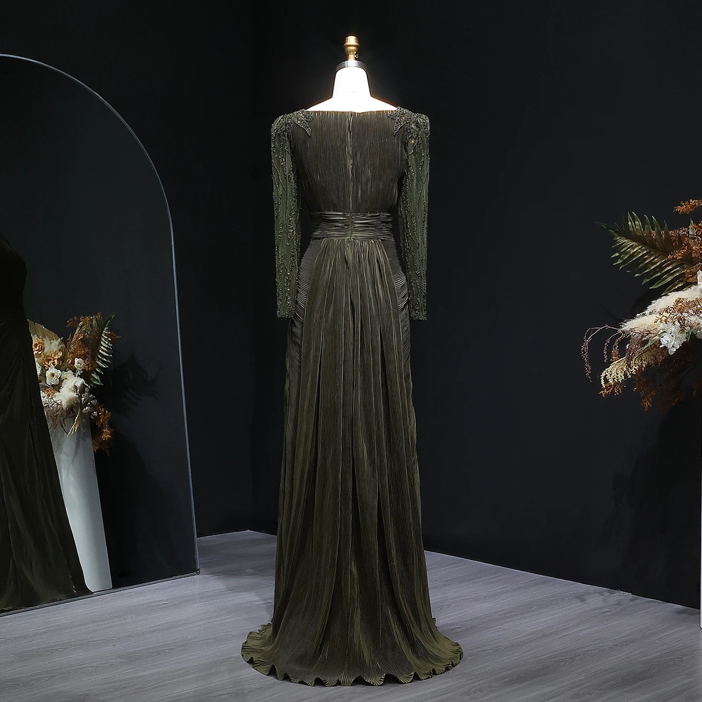 Sharon Said Evening Dress Elegant Chiffon Mermaid Strapless Square Neck Pleated Beaded Arabic Wedding Prom Gown SF410 Customized