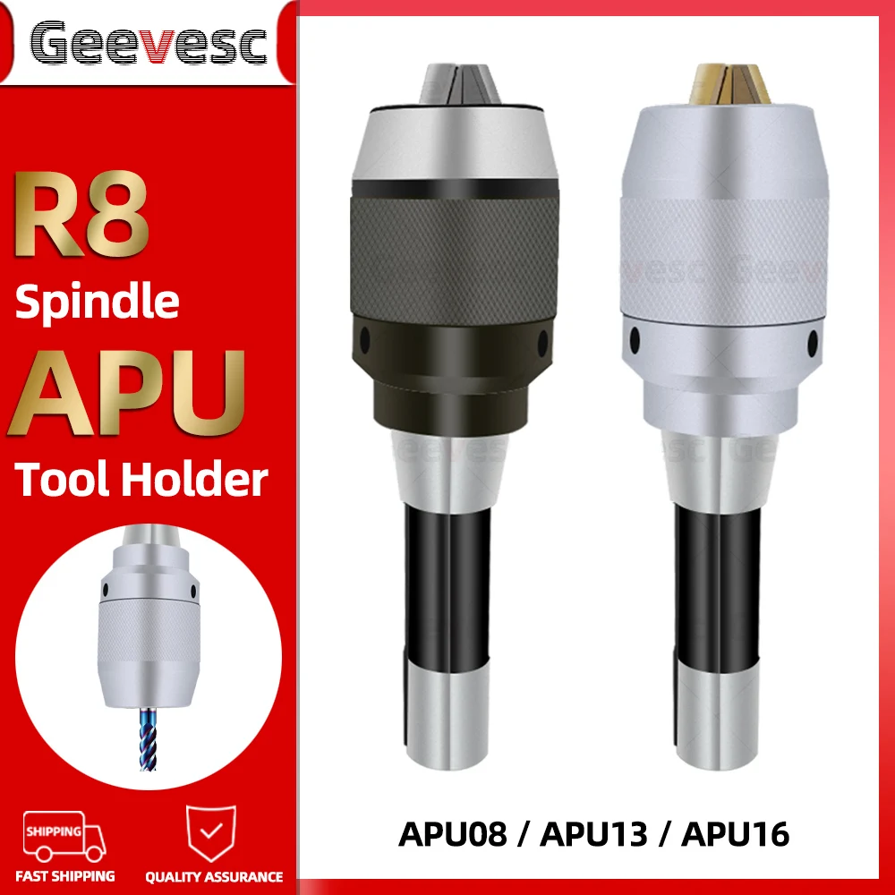 

R8 Spindle APU13 APU16 Integrated Drill Chuck Tool Holder M12 Thread 7/16 CNC Milling Machine self-tightening lathe tool holder