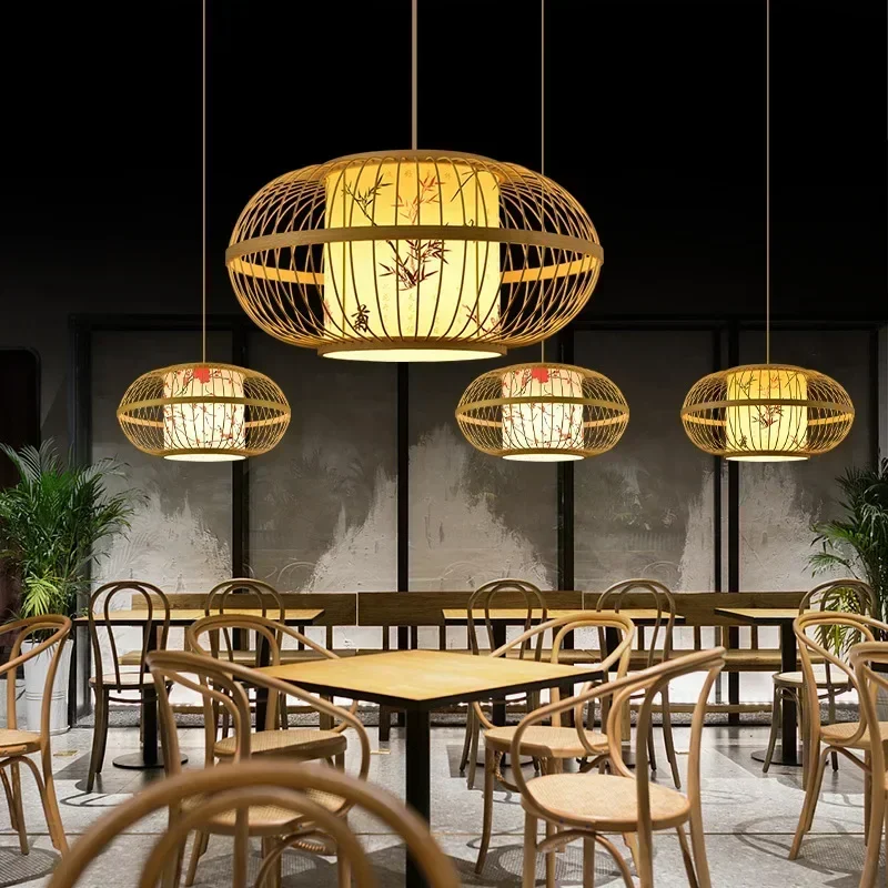 Chinese Style Bamboo Art Bamboo Chandelier Creative Zen Teahouse Restaurant Hotel Hot Pot Shop B&B Japanese Style Bamboo Lantern