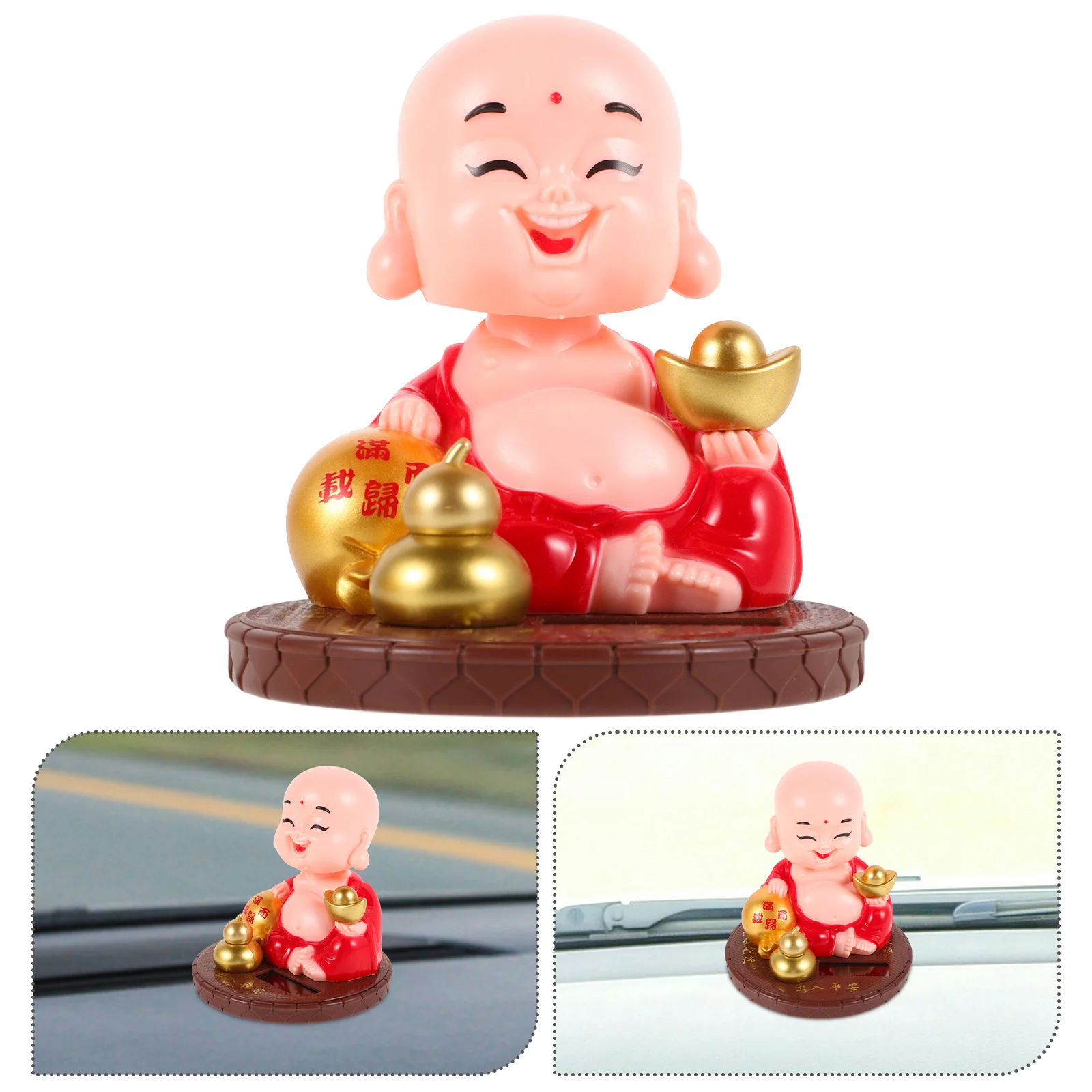 

Solar Powered Nodding Head Monk Car Dashboard Decor Indoor Desk Ornament Mini Buddha Statue For Office Home Solar Dancing Craft