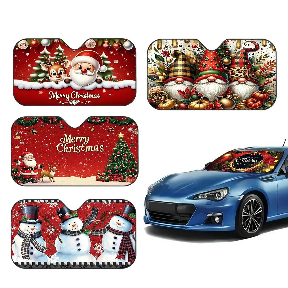 Christmas Tree Santa Claus Elk Christmas Entry Car Windshield Foldable Sun Shade Cover Block Reflector Portable Breathable