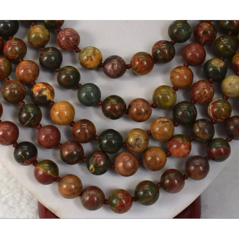 

Новое ювелирное ожерелье из натуральной 10 мм, разноцветное ожерелье из яшмы Пикассо с драгоценными камнями, круглые бусины, 100 дюймов