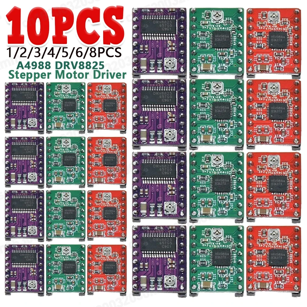 A4988 DRV8825 Stepper Motor Drive Module with Heat Sink Motor Driver Control Extension Shield Module for Ramps 1.4 StepStick