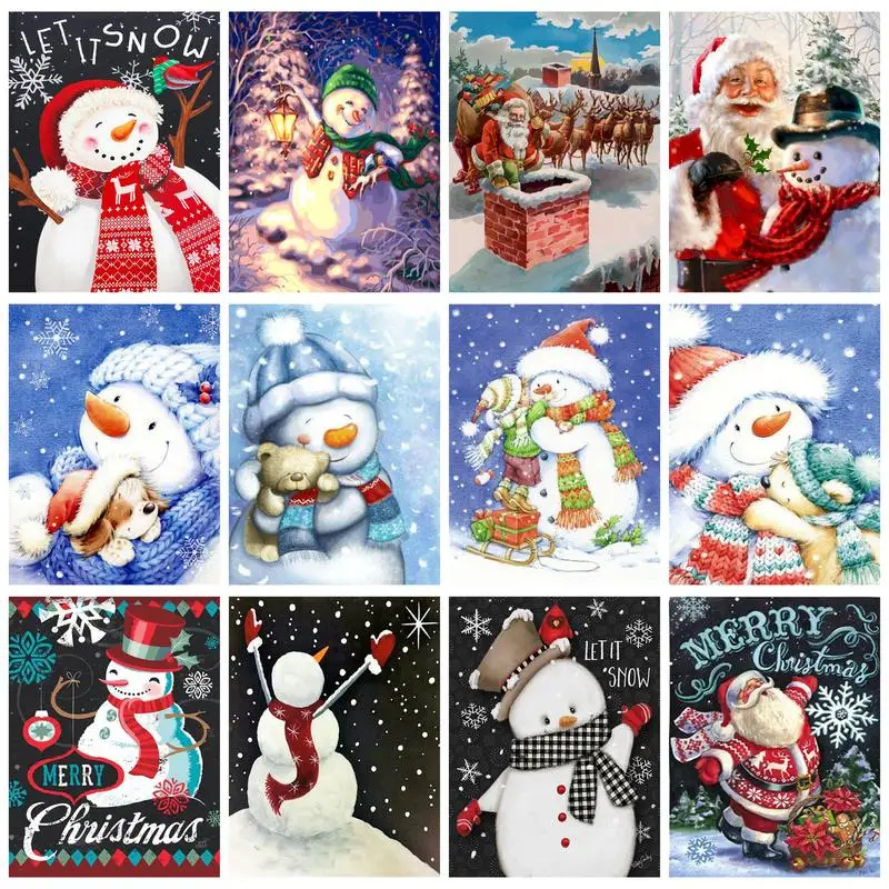 

CHENISTORY 40x50cm Paint By Numbers For Adults Painting On Numbers Cartoon Snowman Diy Gift Home Garden Picture Paint On Canvas