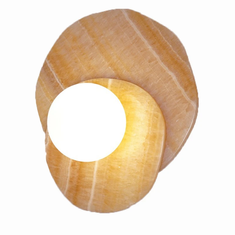 BOTIMI Yellow Onyx Stone LED Wall Lamp Modern Nordic Wall Sconce Bedside Lamp Home Decorative Indoor Wall Lighting Fixture