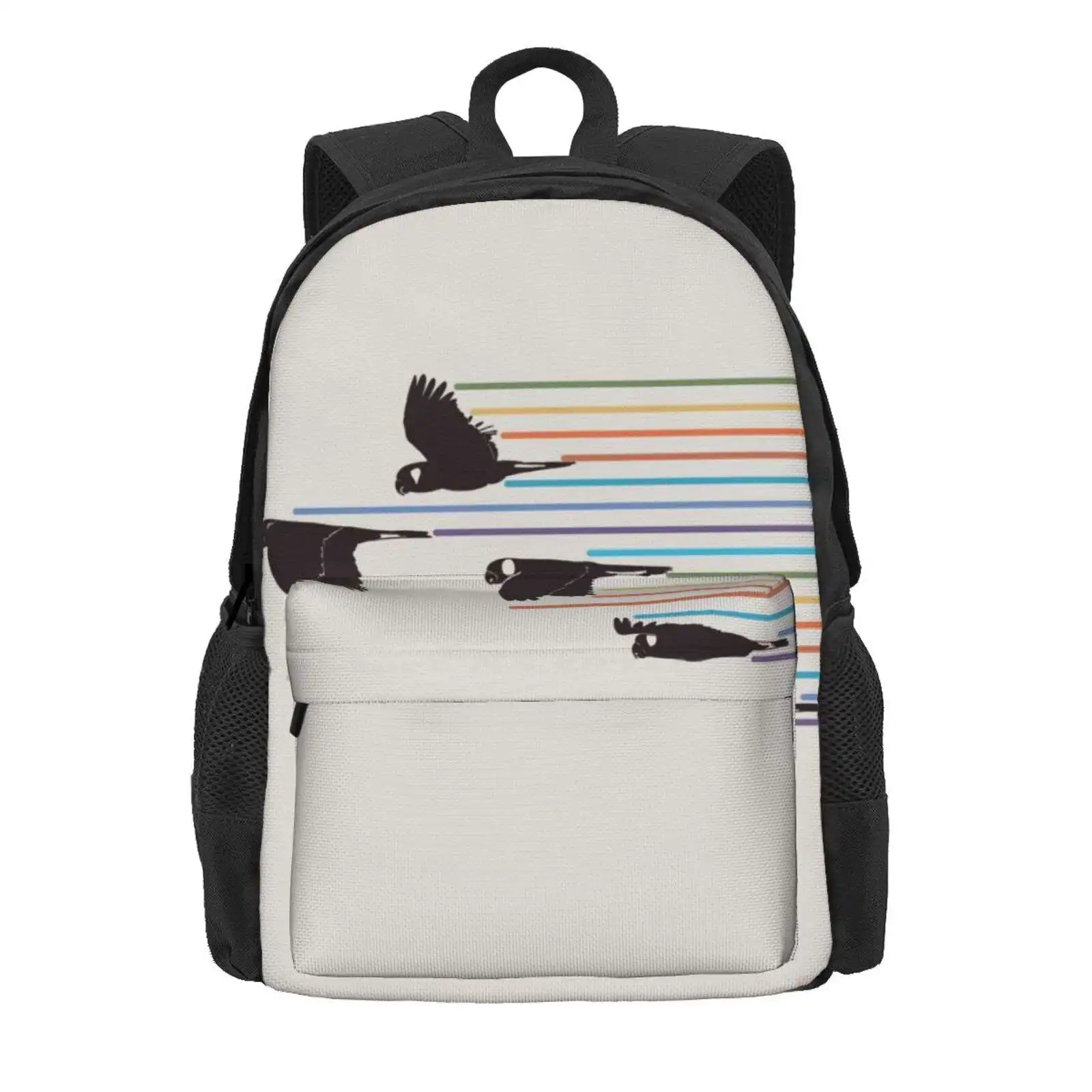 Cockatoo Trail Hot Sale Schoolbag Backpack Fashion Bags Trail Fly Yellow Tailed Black Cockatoo Colour Stripes Native Australian