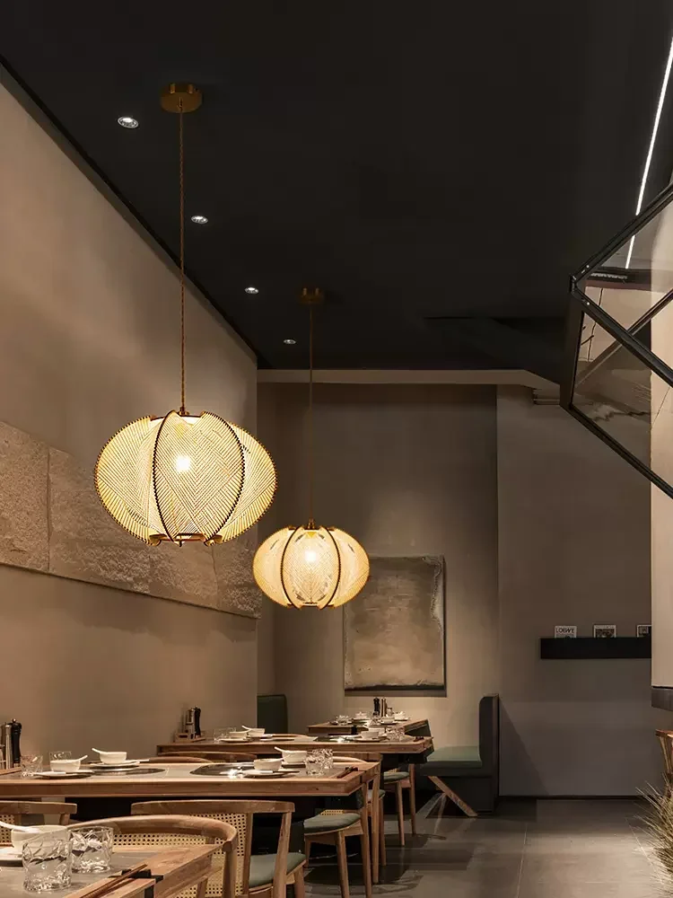 헴프 로프 나무 펜던트 조명 이미지