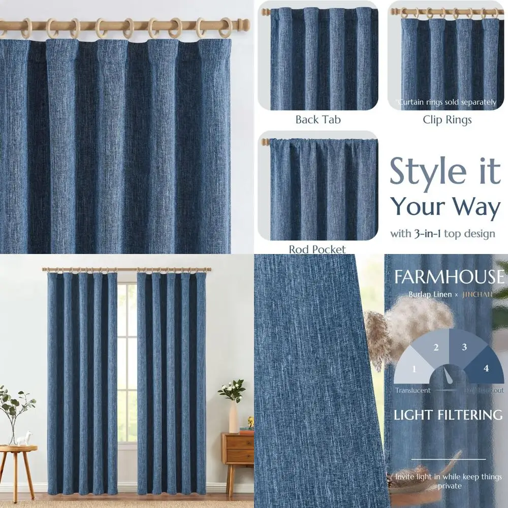 

Текстурированные шторы из мешковины длиной 84, для гостиной — светофильтрационные шторы в стиле фермерского дома с карманом для стержней