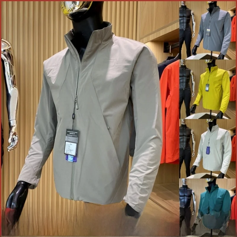 

Busin Series ветрозащитное водонепроницаемое мужское мягкое пальто на подкладке с воротником-стойкой, повседневное уличное пальто с застежкой-молнией