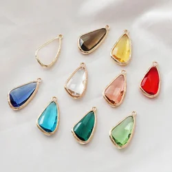 4PCS Crystal Pendant Eardrop DIY Earrings Charms for Jewelry Findings Making Supplies Made Brass 14k Gold Plated  Accessories