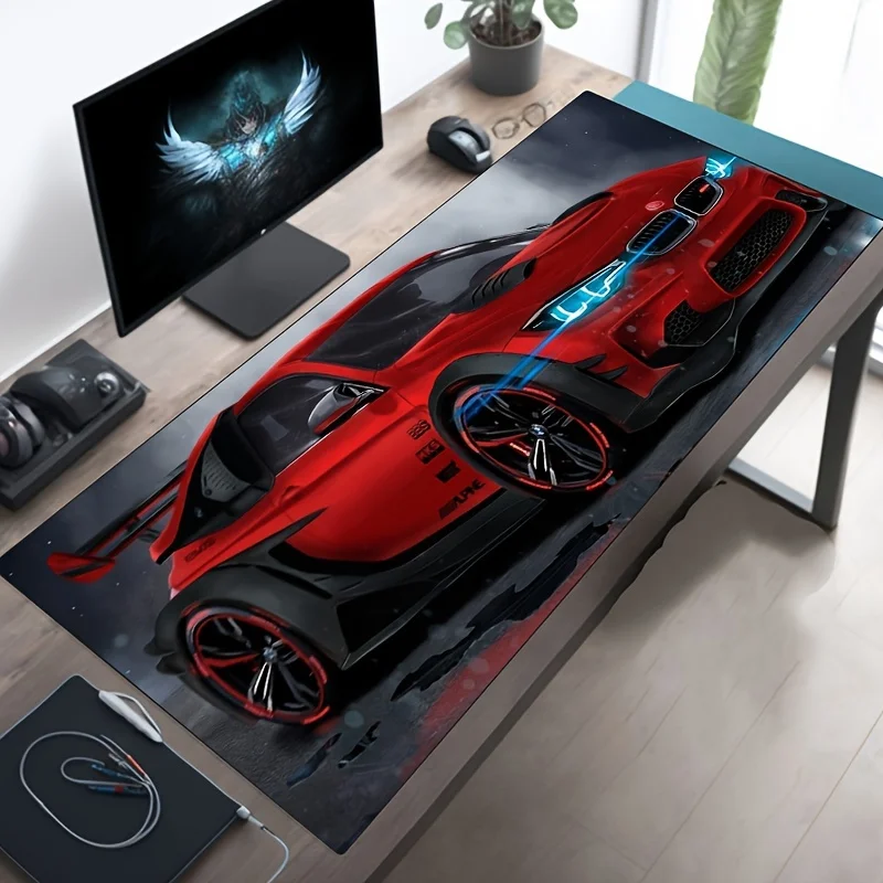 

Sleek Sports Car Design Mouse Pad Non-Slip Rubber Base Stitched Edges Desk pad for Home Office and Gaming accessories table mat