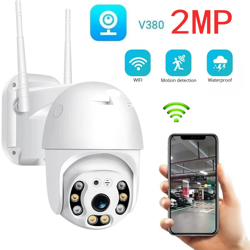 

V380 2MP WiFi Camera Smart Home Dome External Street Video Surveillance Wireless Camera Motion Alert Dual Light Auto Tracking