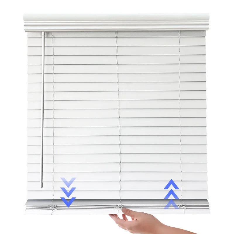 

Manufacturer Custom Shades Multiple Color Options Wand Light Control Manual Cordless Faux Venetian Wooden Blinds For Window