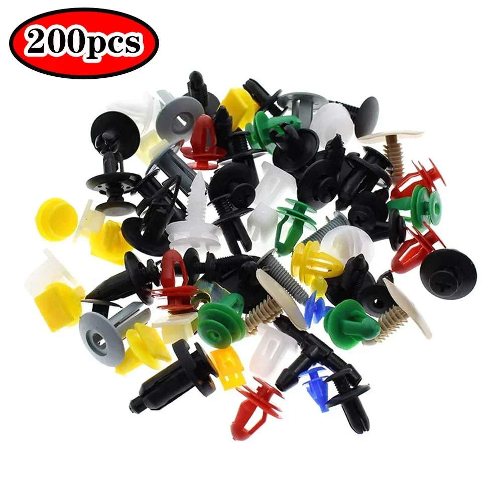 

200pcs Car Clips Mixed Auto Bumper Fender Trim Door Panel Shield Engine Cover Retainer Rivet Push Clips with fastener remover