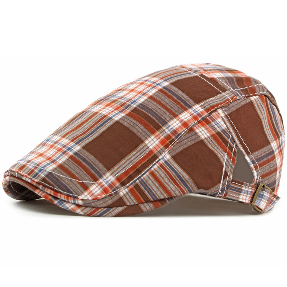 HT5065 Berets for Men Women Vintage Artist Painter Plaid Beret Hat Male Female Adjustable Ivy Flat Cap Spring Summer Beret Caps