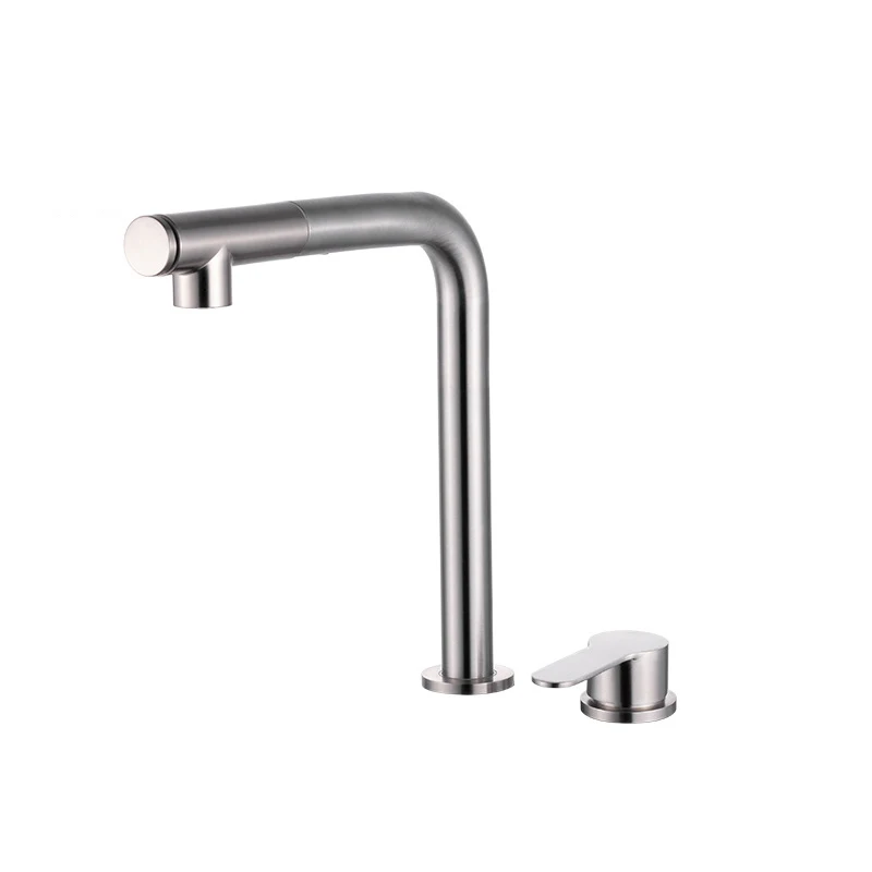 304 Stainless Steel Pull-out Kitchen Sink Faucet Lift Concealed Hot And Cold Mixed Water Faucet Double Hole Single Handle Tap