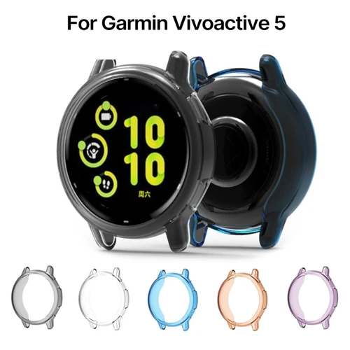 Imagen 2 del producto Funda protectora de pantalla para reloj inteligente Garmin Vivoactive 5, Fundas protectoras de TPU, carcasa protectora completa rayada