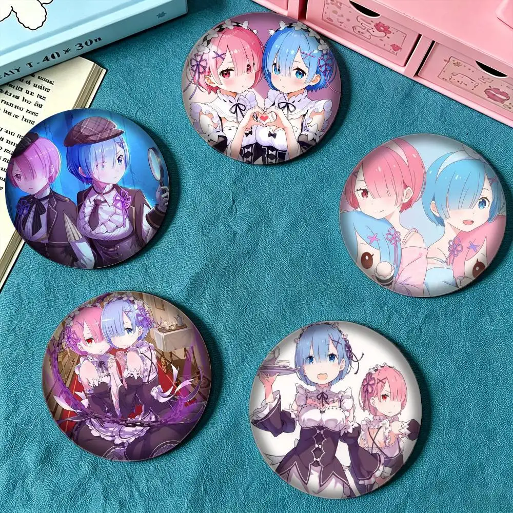 Starting Life in Another World Ram Rem 25mm 32mm 44mm 58mm 75mm Brooches Badges Pins for Accessories Gift