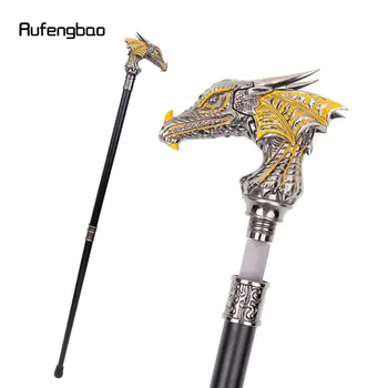 Gold Schwarz Luxus Drachen Kopf Spazierstock mit Versteckte Platte Selbstverteidigung Mode Cane Platte Cosplay Crosier Stick 93cm