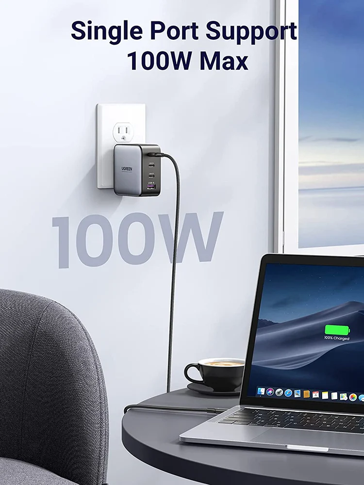 UGREEN 100W USB C Phone Charger Nexode 4-Port GaN Foldable Compact Fast Wall Charger Power Adapter for MacBook Pro Air