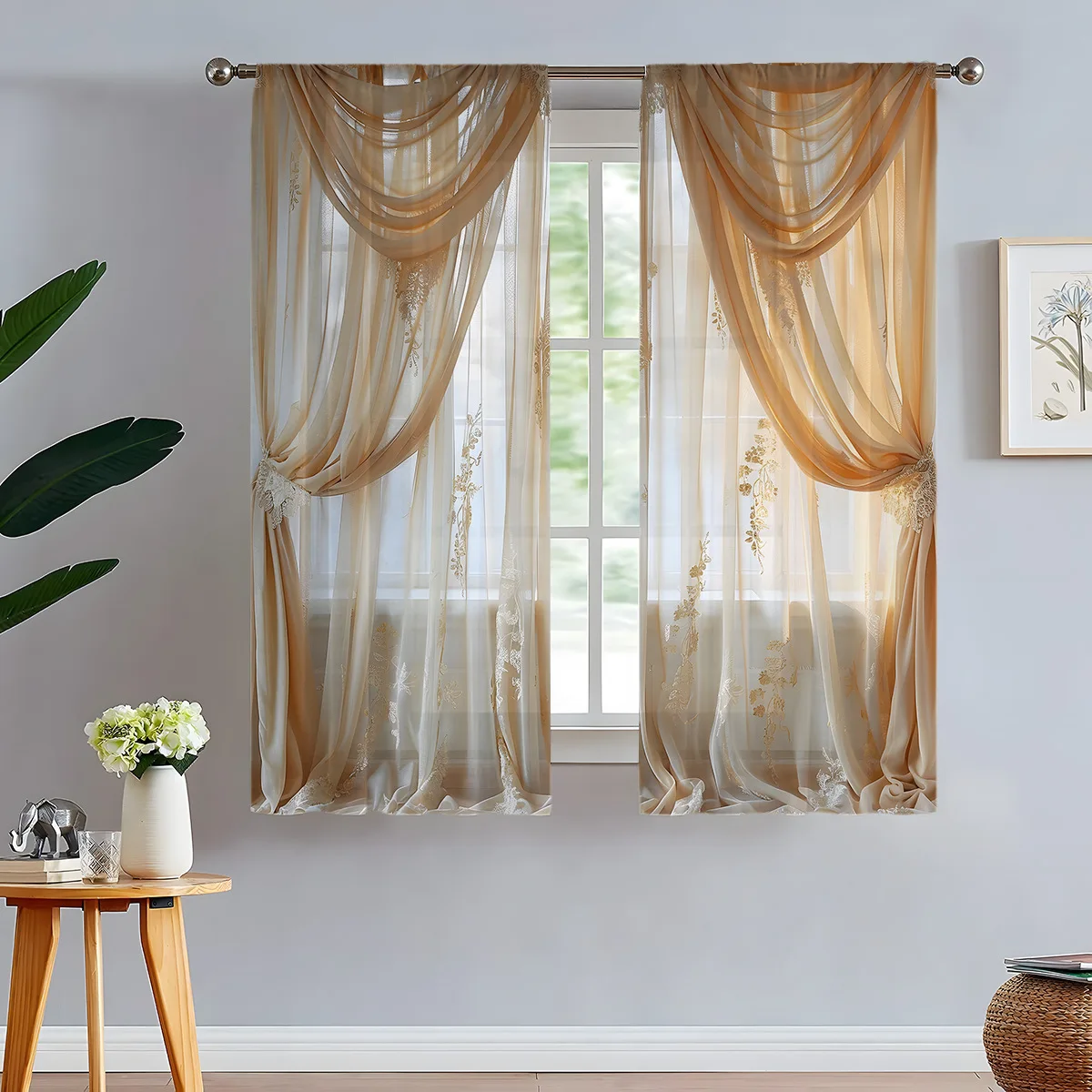 2Pcs manufacturers supply cross-border 3D digital printing fabrics, curtains and window screens