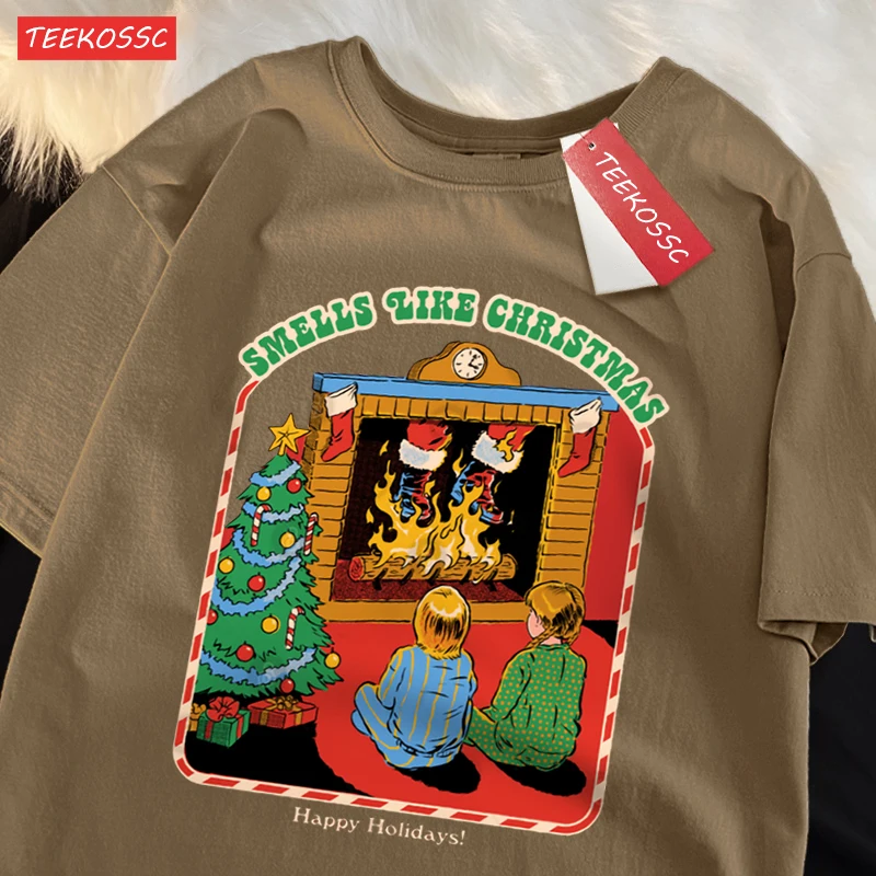 

Smells Like Christmas Funny T-Shirts Men Women Cotton Loose Short Sleeve Cute Loose Tee Clothes Casual Breathable T-Shirts