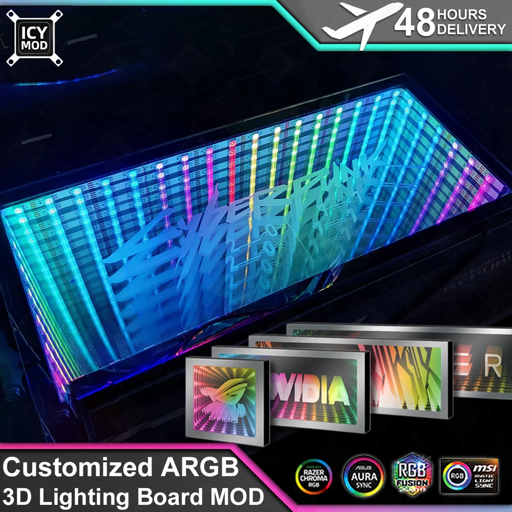 

ICY MOD 3D Space Vision ARGB Luminescent Board Customized Decorative Panel for PC Case Appearance MOD Computer Gamer 5v3PIN